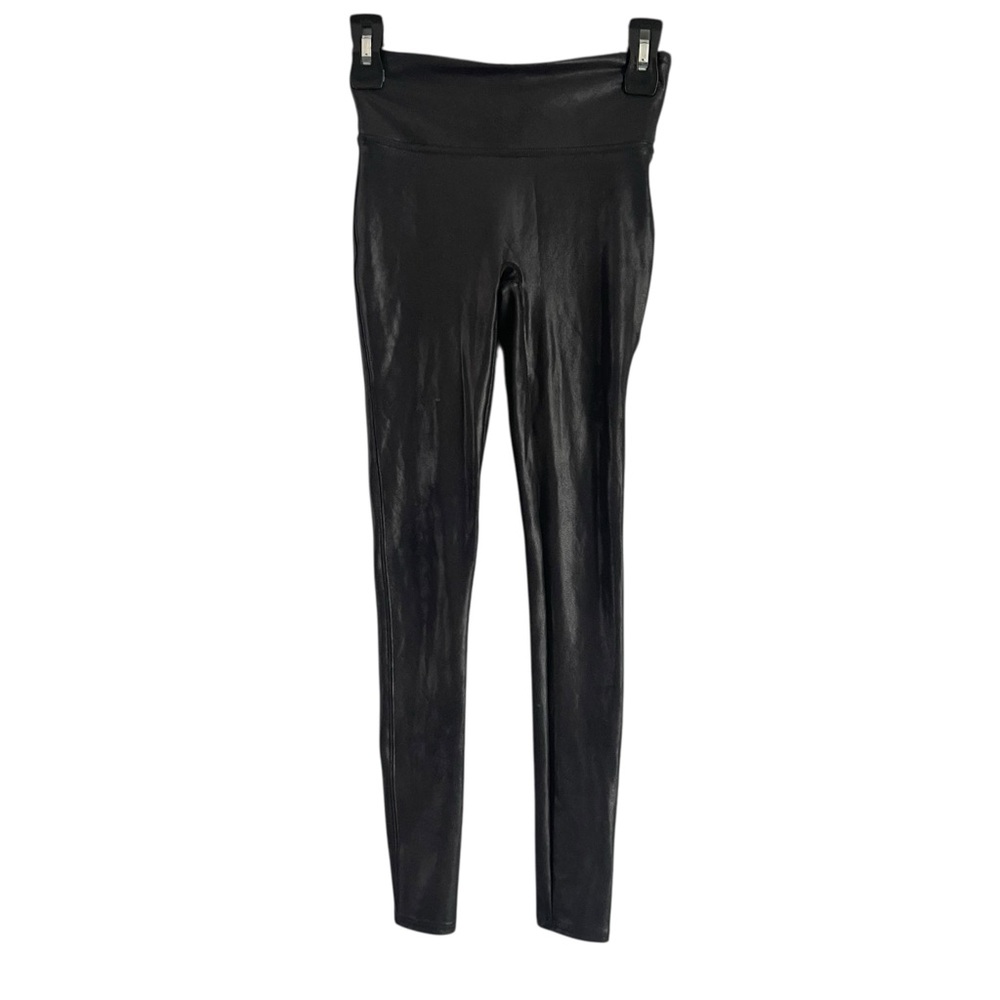 Spanx Shimmer Coated Leggings Black Sz XS Women’s High Rise